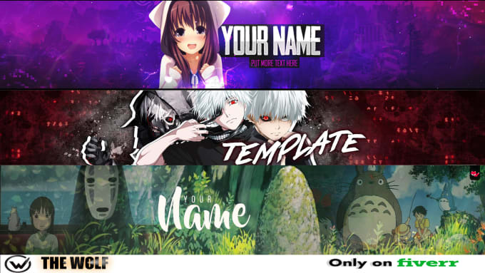 Design awesome anime youtube,twitch,twitter,facebook banner by Thexwolf ...