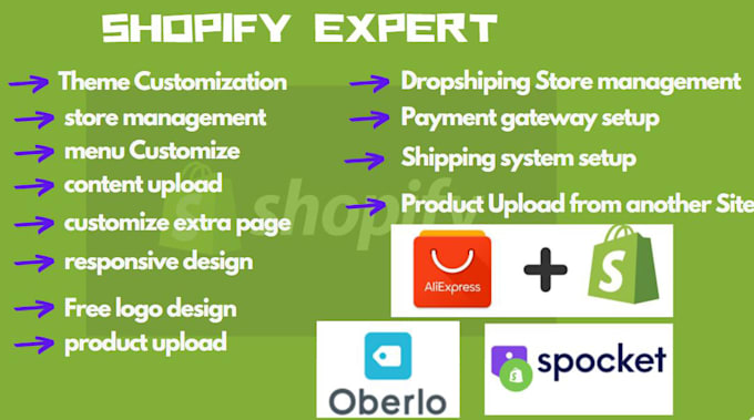 design,redesign,shopify website and drop shipping store manage