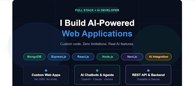 develop ai website, ai chatbot, ai web application