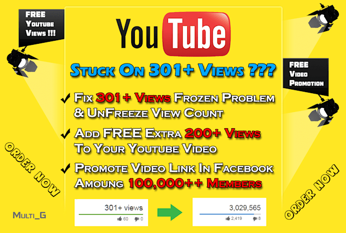 Fix Frozen Youtube Views Problem And Add 200 Views By Multi G Fiverr Watermarks allow you to gain more subscribers and free youtube views by promoting your channel across all of your videos. fix frozen youtube views problem and add 200 views