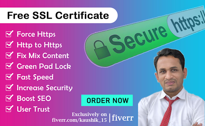 install free SSL certificate https, fix green padlock error