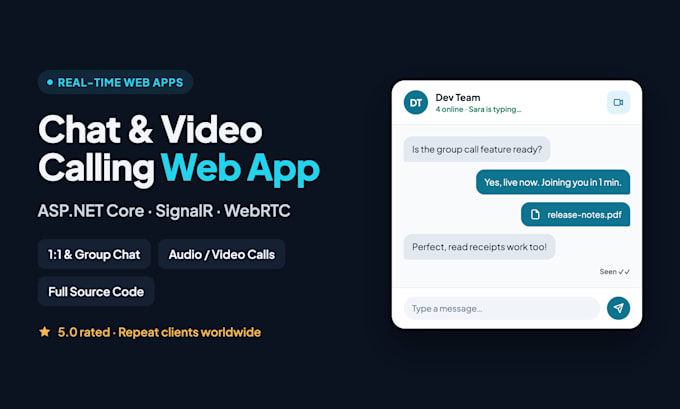 build a real time chat and video calling web app with asp net core signalr