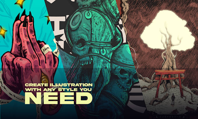 create custom illustration for tshirt design and stickers