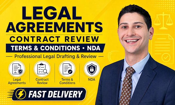 be your lawyer for legal agreement, contract review , terms and conditions, nda