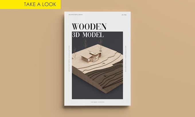 do a wooden architectural 3d model rendering