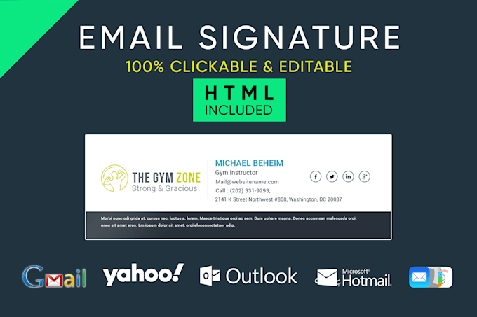 design a responsive and clickable HTML email signature