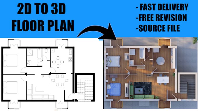Create 3d Floor Plan By Belaidziane Fiverr Create 3d Floor Plan