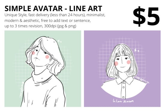 Draw a simple minimalist flat line avatar of your picture by Yolayusuf ...