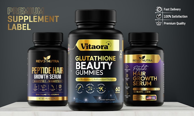 design premium supplement label and bottle packaging design