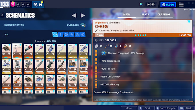 craft you 30 godroll weapons in stw with pl 144 weapons
