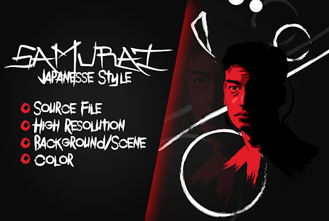 make samurai artistic vector for your portrait