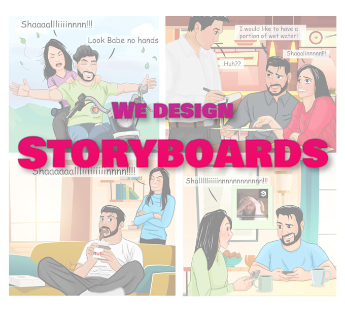 create professional storyboard and character model sheet