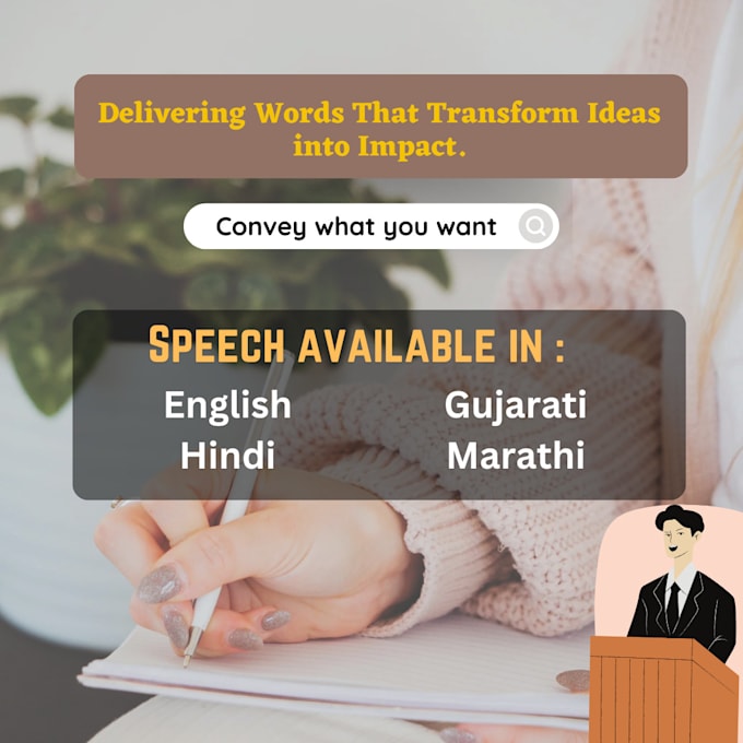 write speech in english, hindi, gujarati and marathi languages