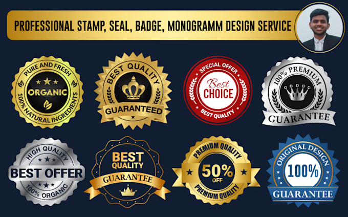 Design Luxury Stamp, Seal, Badge, Monogram, Sticker And Round Logo