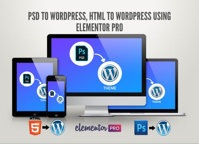 convert psd to wordpress website design using elementor pro