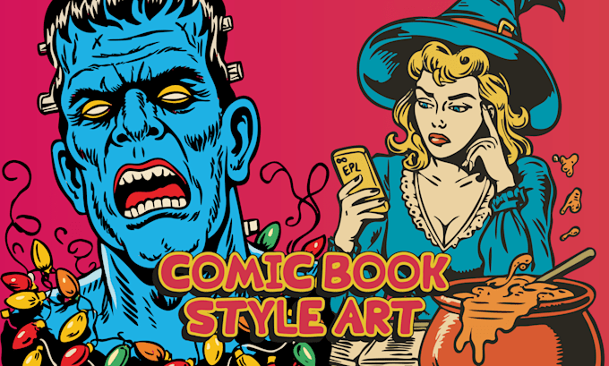 create cool retro comic art design illustration