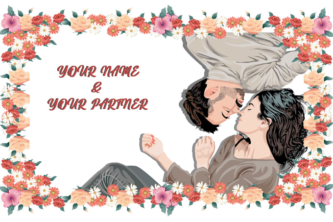 draw couple cartoon portrait