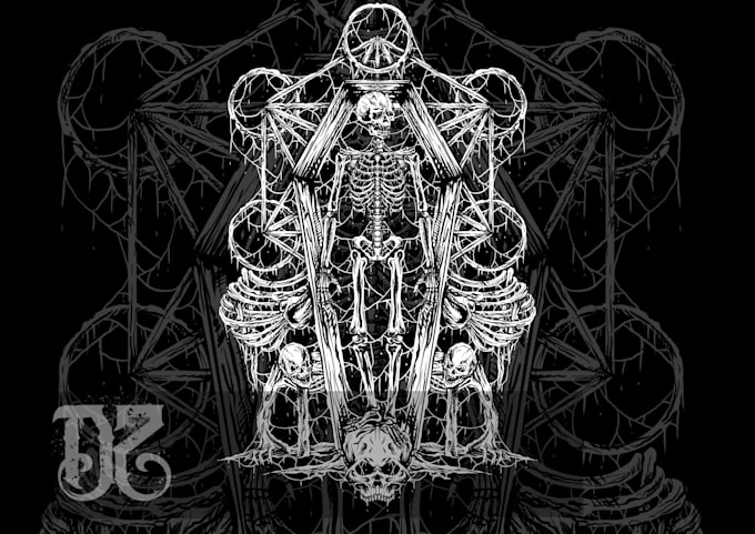 do brutal dark art illustration for band tshirt merchandise