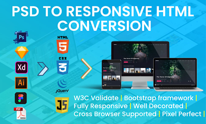 convert psd to responsive html with bootstrap