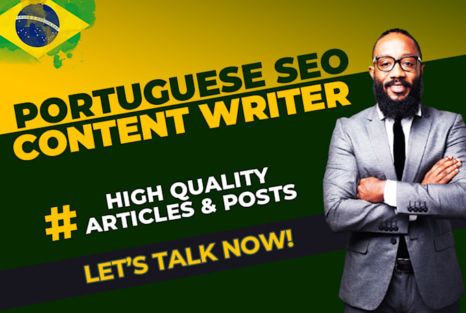 Top 5! I will be your portuguese seo website content article writer  for $5