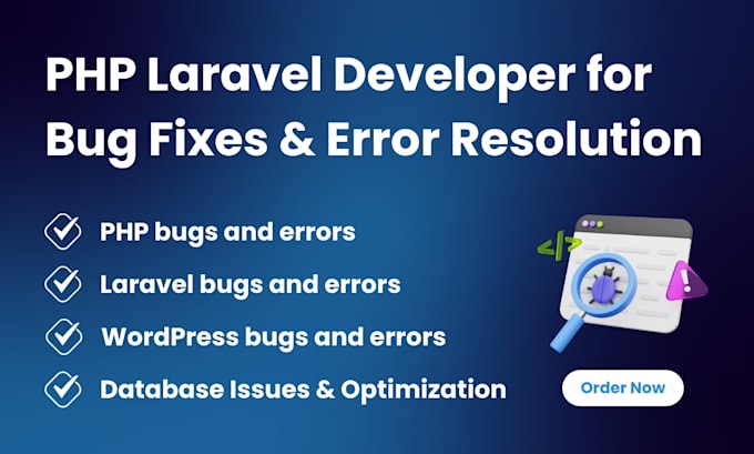 fix PHP bugs, laravel errors, and code issues in your web app