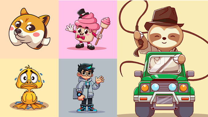draw cute cartoon character flat design illustration