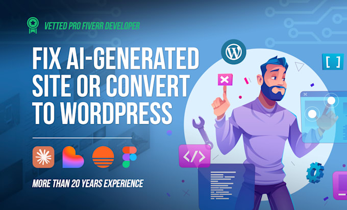 fix or convert your figma, claude, lovable, base44 or bolt website to wordpress