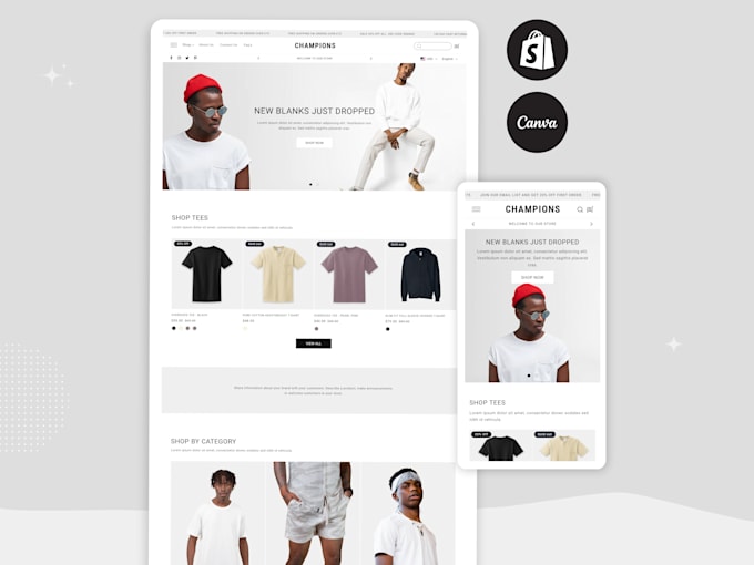I will make shopify website store or redesign with mockup UI UX