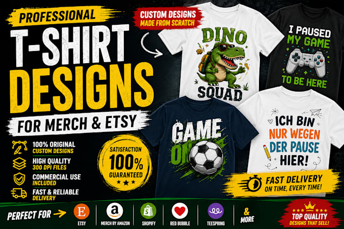 create bulk t shirt designs for etsy, pod and merch