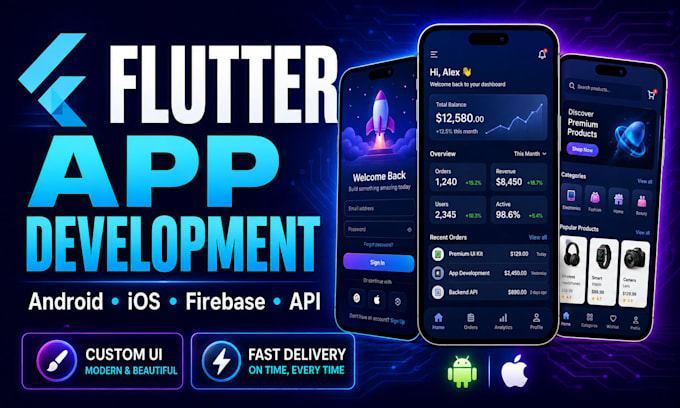 build a flutter mobile app for android and ios with firebase API
