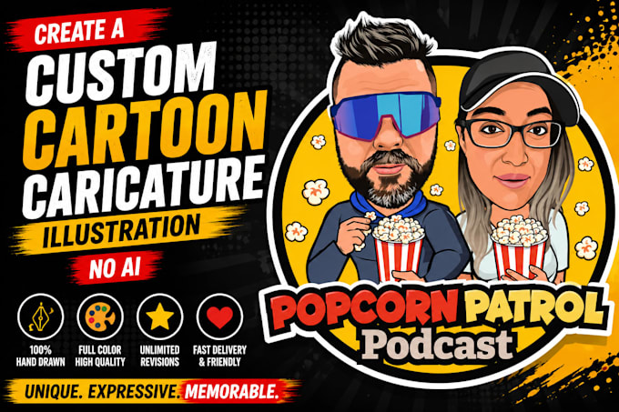 create a custom cartoon caricature illustration no ai