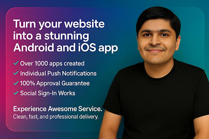 convert website into android and ios apps with push notifications