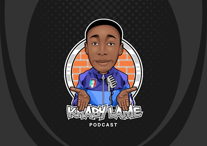 design podcast logo and cover art with cartoon style