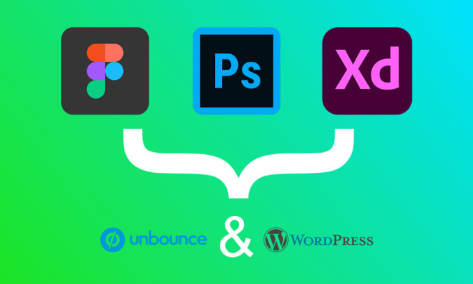 convert figma, xd and PSD to unbounce, instapage and wordpress landing page