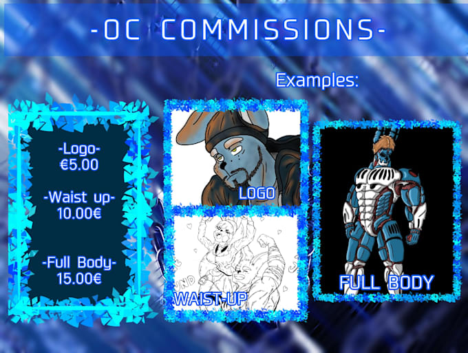 draw a logo, waistup or fullbody art of your oc