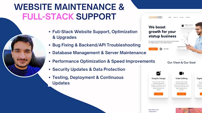 maintain, fix, redesign, and customise your full stack website