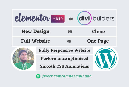 design or clone a website or landing page by elementor pro or divi