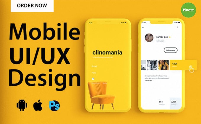 Create a unique mobile app ui ux design by Cruxdesign0 | Fiverr
