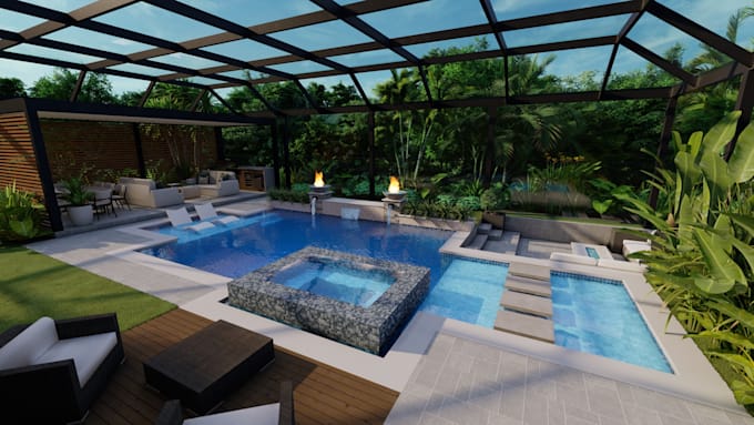 design your swimming pool , landscape and backyard garden
