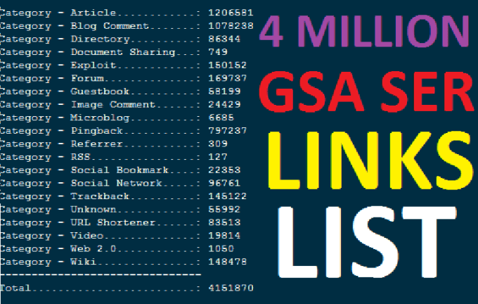 give you 4 million gsa ser links list the biggest one here