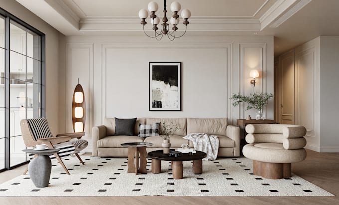 create an interior design and 3d render of your space