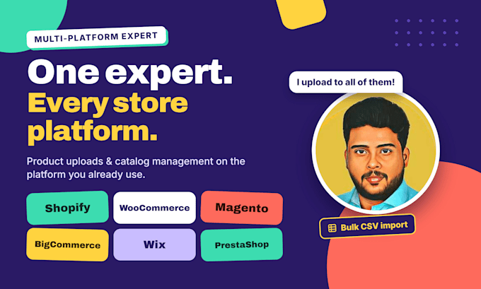manually upload 50 products to your shopify, magento, or bigcommerce store