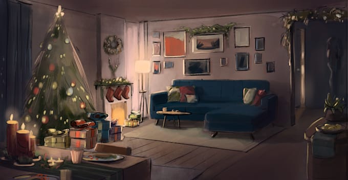 illustrate detailed concept art for cinematic scenes