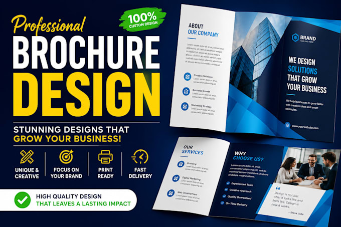 do professional trifold brochure custom design print ready