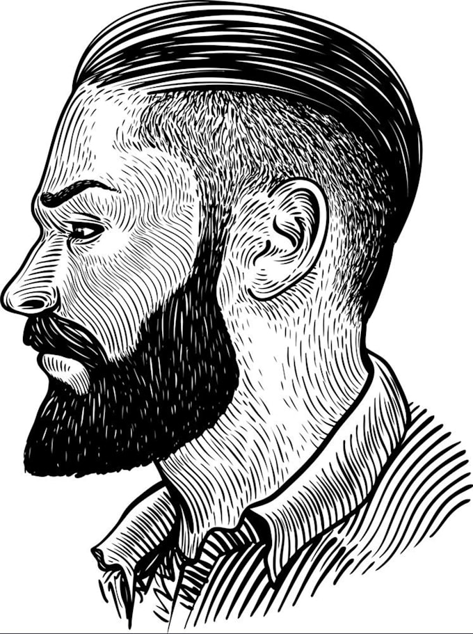 Create a detailed vector art portrait black and white by Jannat_j Fiverr