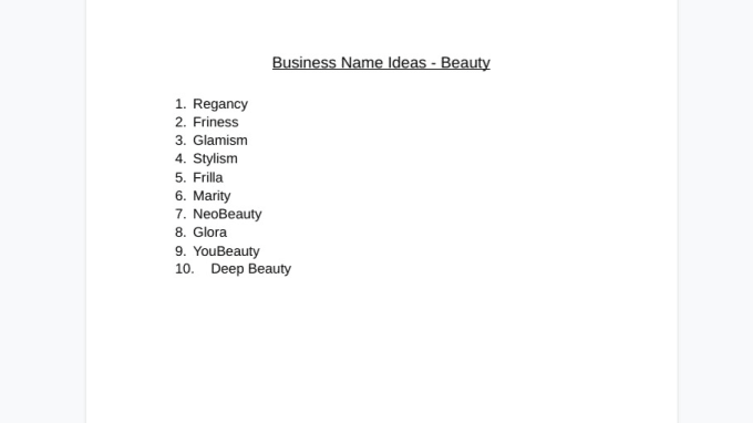 think of business name ideas that are unregistered