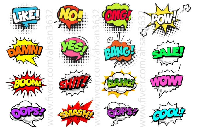 Create comic text, cartoon words, pop art, t shirt, slogan, hashtag, kids  logo by Ahsan3632 | Fiverr
