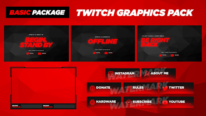 Create a cool twitch graphic set in any colour for your channel by