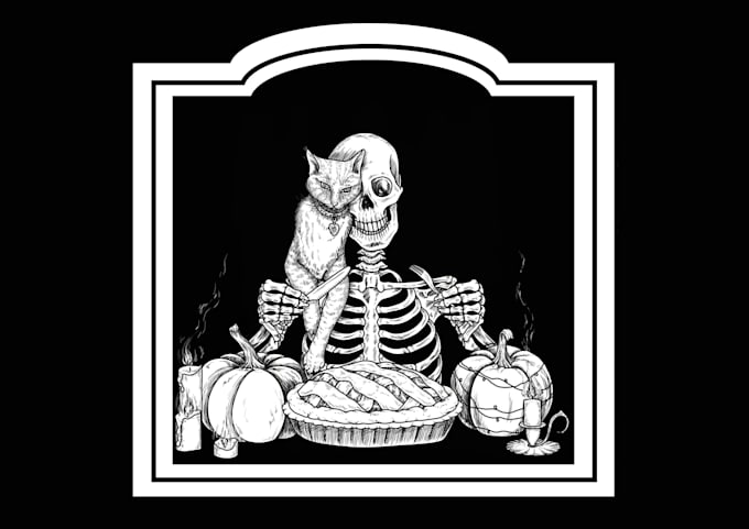 gothic and mystical illustrations, skeletons