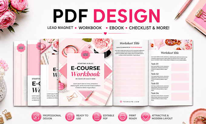 design modern ebook, workbook, lead magnet, book, and canva template